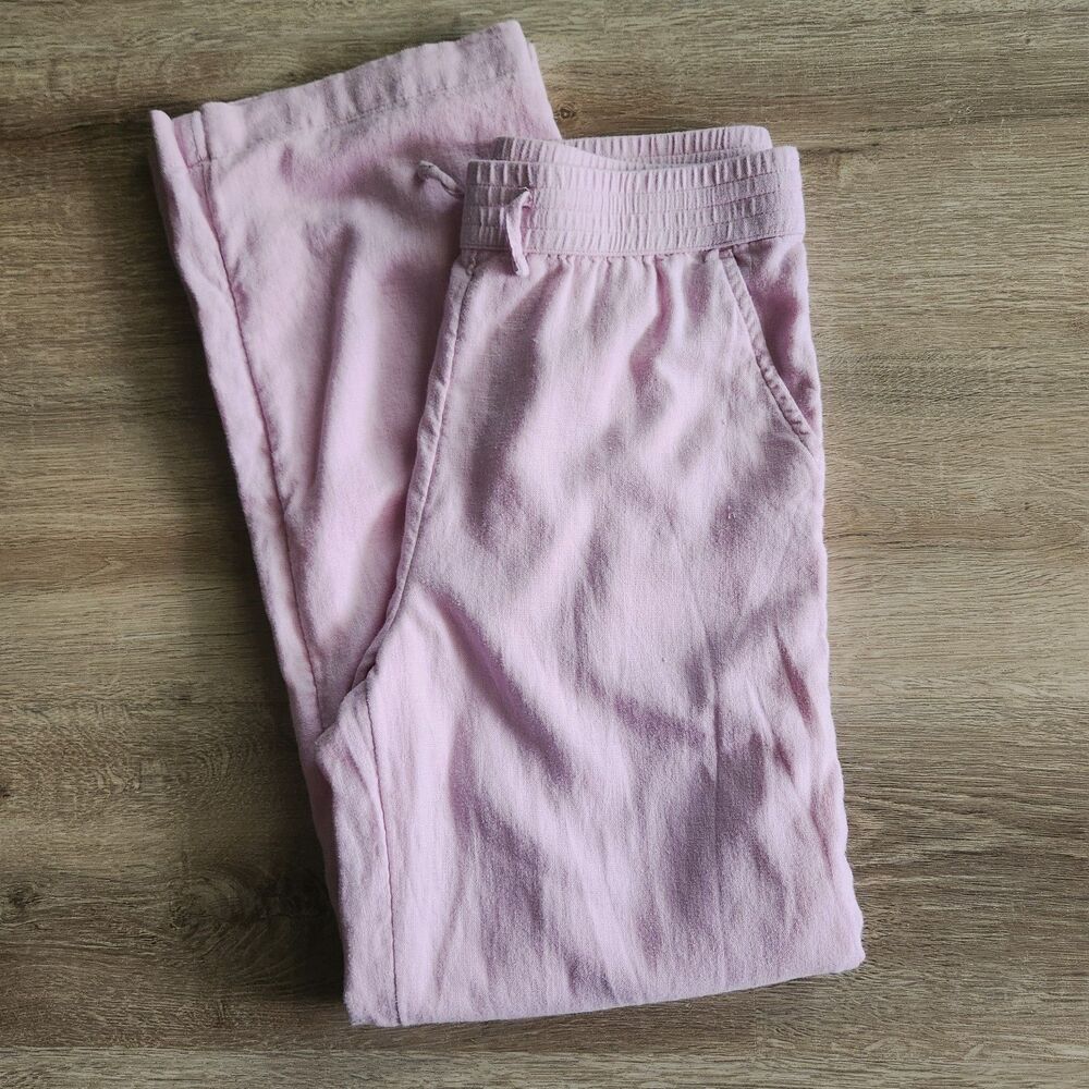 Abercrombie Kids Linen Blend Wide Leg Cotton Gauze Pants Pink Size 13/14 - Picture 3 of 11
